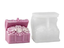 Molde silicona baul de rosas 